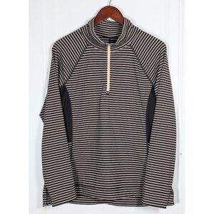 T By Talbots 1/4 Zip Knit Pullover Pink Stripe Athletic Top UPF50 Women's Large